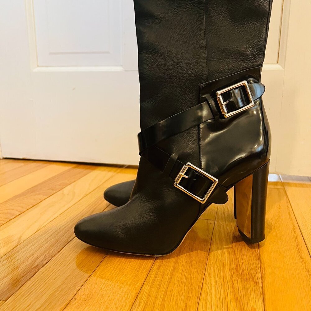 Jimmy Choo Doma Over-The-Knee Boots in Black Leather Size 41 Made In Italy - Picture 5 of 16